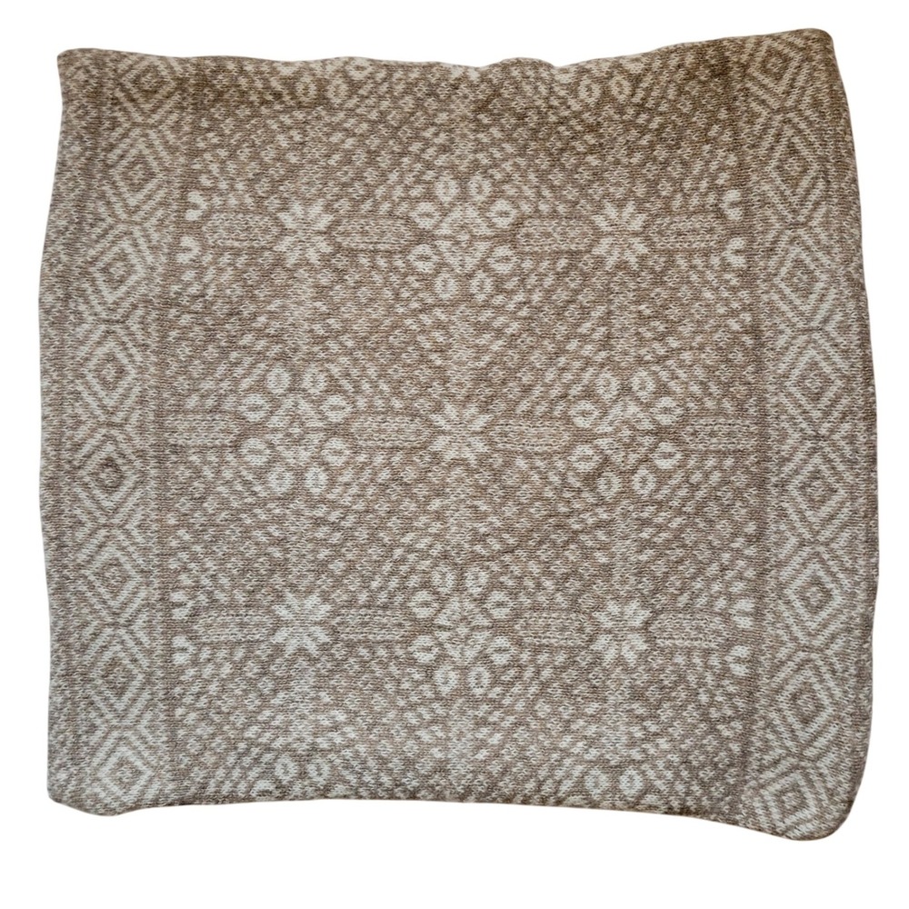 Pottery Barn Fair Isle Knit Pillow Cover Taupe Cream 20x20 - Picture 1 of 7
